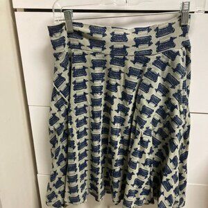 Knit Pull-On Skirt with Typewriter Print (M)